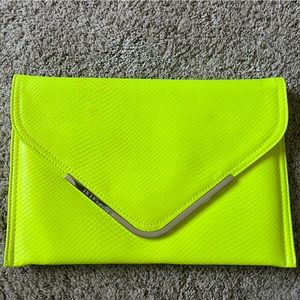 BCBG neon yellow envelop clutch